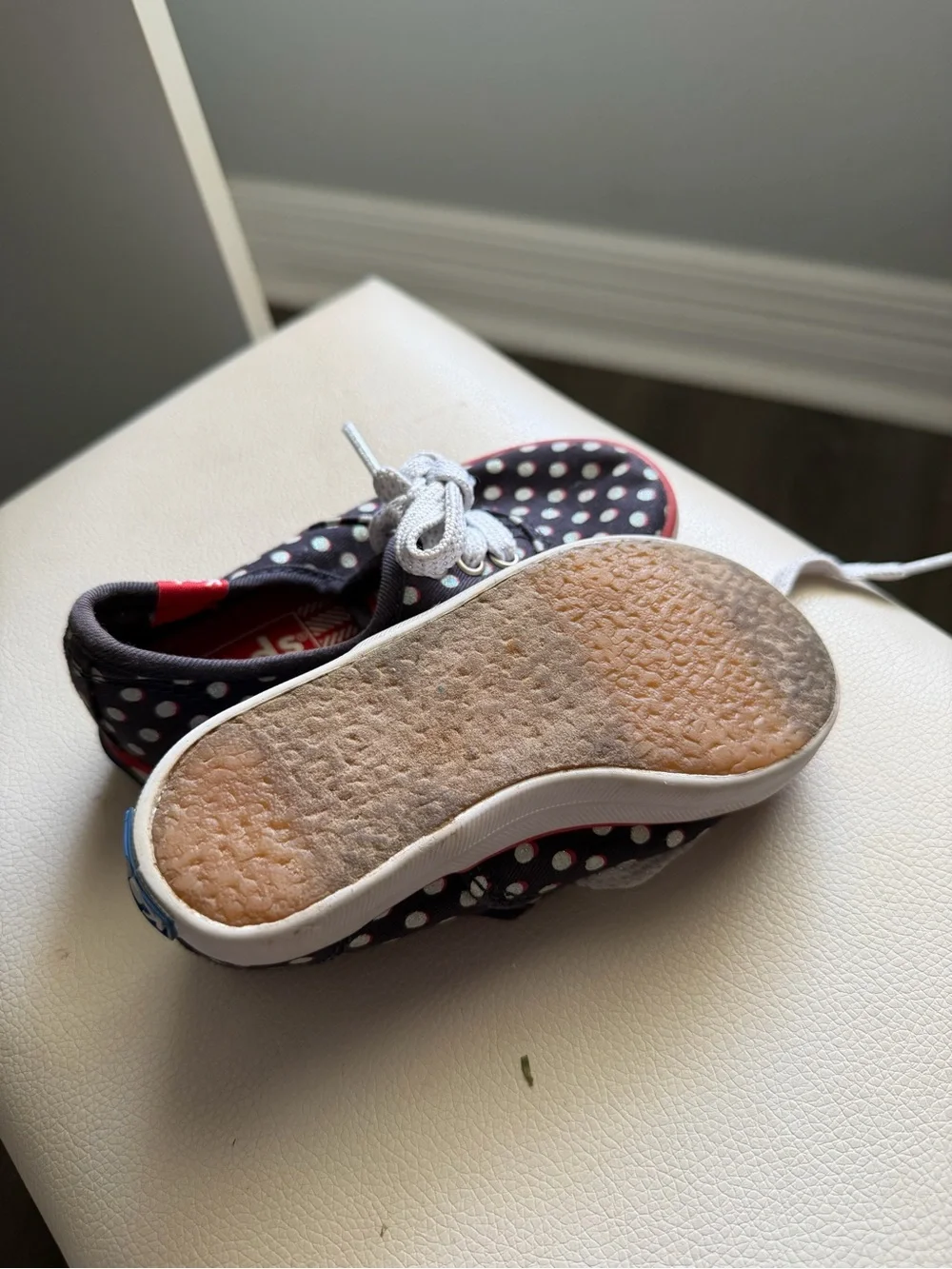 Keds Kids Navy Polka Dot Sneakers with Red Trim